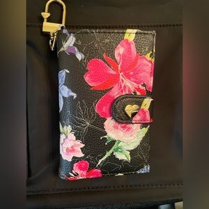 Betsey Johnson Xoleah Black Floral Print Wallet with Clip